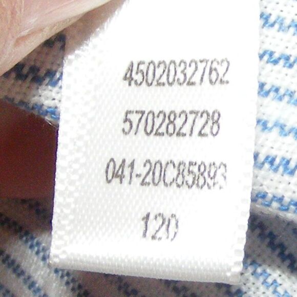 CHICOS Pants, 0.5/6R, Linen, Paper Bag Waist, Blue/White, Stripes, Sash belt - Picture 12 of 12